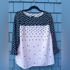 Talbots Pink and Black Polka Dot Blouse